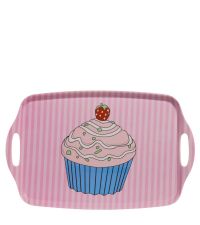 Cupcake Tablett Servierbrett pink gestreift groß