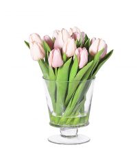 lieblicher Tulpenstrauß in zartem Rosa in Glasvase