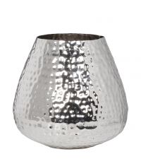 riesiger Blumentopf oder Vase in Hammerschlag-Optik, silber