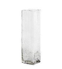 hohe Blumenvase aus Glas mit gerippter Oberfläche  