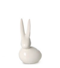 rundlicher Keramik-Hase mit langen Ohren, weiß, klein