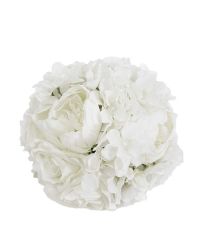 Kugelstrauß mit Hortensien und Rosen in Weiß
