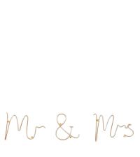 süßer goldener Schriftzug 'Mr & Mrs' aus zartem Draht