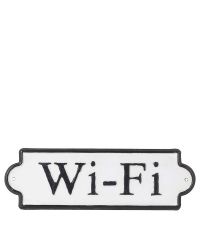 schwarz-weißes Metallschild mit Aufschrift 'Wi-Fi', Deko