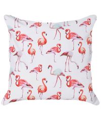 weiße Kissenhülle mit Flamingo-Print