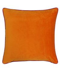 große, orange Samt-Kissenhülle mit pinkem Keder 