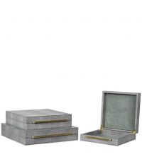 3er-Set flache Schmuckboxen mit Kunstlederbezug, grau