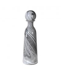 hohe Deko-Flasche aus Glas in marmorierter Optik, schwarz & weiß