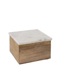 quadratisch Schmuckdose, Dose aus weißem Marmor & Mangoholz