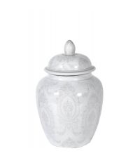 bauchige Vase mit Deckel, Dose aus Keramik mit zarter Blumenverzierung