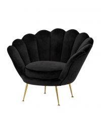 schwarzer muschelförmiger Sessel mit Samtpolsterung Eichholtz