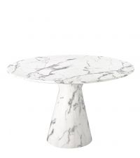 großer runder Esstisch in weißer Marmor-Optik von Eichholtz