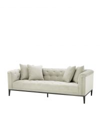 modernes Sofa mit dunklen Füßen und Knopfheftung, beigegrau Eichholtz