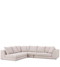 großes beige-farbenes Eck-Sofa mit Kissen von Eichholtz, links