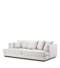 Lounge-Sofa, Dreisitzer-Sofa von Eichholtz aus weißem Stoff in Leinen-Optik mit schwarzem Sockel aus Holz