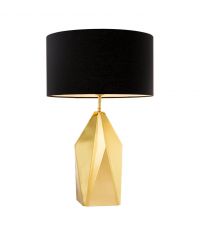 Tischlampe mit geometrischem hochglänzenden Fuß Eichholtz, gold & schwarz