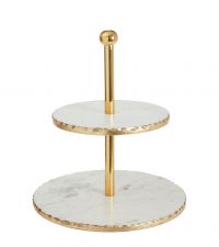 Etagere mit 2 Ebenen aus Marmor mit goldener Einfassung