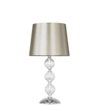 elegante kleine Tischlampe mit drei Glaskugeln Lampenschirm taupe
