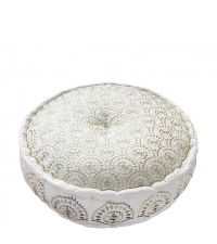 Pouf mit orientalischem Muster und Metallic-Look, weiß/gold