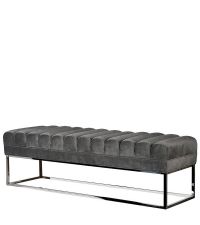 elegante Sitzbank in anthrazit aus unebener Sitzfläche mit Metallgestell in silber
