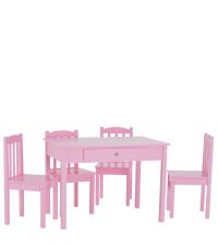 Kinderset Tisch & vier Stühle, Kinderstühle & Kindertisch in rosa