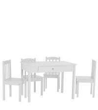 Kinderset Tisch & vier Stühle, Kinderstühle & Kindertisch in weiß