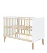 Babybett aus Buchenholz & weißem Holz mit höhenverstellbarem Lattenrost, 60 x 120 cm