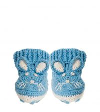 gestrickte Baby-Booties Söckchen mit Mäuseohren hellblau