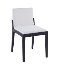 moderner Sessel mit hellbeigem Stoffbezug Rahmen Wenge furniert