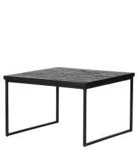 quadratischer Couchtisch mit strukturierter Tischplatte aus schwarzen Holzlatten