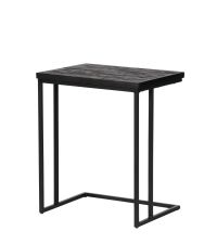Beistelltisch mit strukturierter Tischplatte aus schwarzen Holzlatten