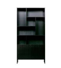 modernes Bücherregal mit strukturierten Türen, schwarz