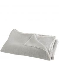 hellgraue Decke oder Tischtuch aus Baumwoll-Leinenmischung aus fein gewebtem Stoff mit Fransenrand