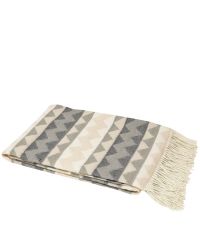 weiche Decke mit Streifen & Zickzack-Muster in beige, grau & rosa