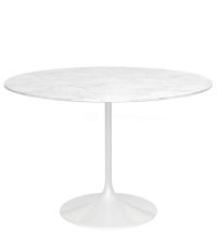 moderner runder Marmor-Esstisch, Tischplatte aus weißem Marmor mit Hochglanz Fuß, weiß