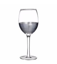 Weinglas mit silberner Verzierung und Einkerbungen