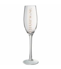 Sektglas aus klarem Glas mit goldenem Schriftzug Champagne