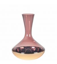 elegante Weinkaraffe aus lila getöntem Glas mit kupferfarbenem Boden