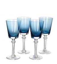 4er-Set Weißweingläser, Weingläser aus blau getöntem Glas