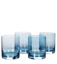 4er-Set Trinkgläser, Wassergläser aus blau getöntem Glas