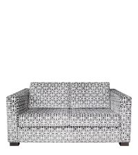 Zweier-Sofa mit Samtbezug mit geometrischem Muster, dunkelgrau & weiß
