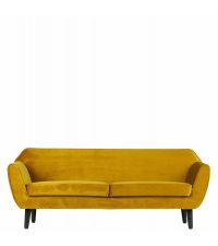 edles 2-Sitzer Sofa mit Samtoberfläche, ockerfarben 