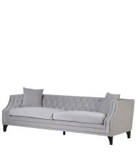 elegantes Samtsofa mit Knopfheftung und Nieten, grau