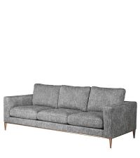 Dreisitzer-Sofa mit grau meliertem Stoffbezug, Sitz- und Rückenkissen auf Metallfüßen