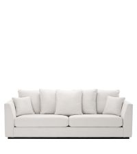 geradliniges, weißes Sofa von Eichholtz mit schwarzem Sockel