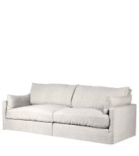 großes 3er Sofa mit naturfarbenem Leinenbezug, Dreiersofa mit Leinenhusse