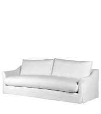 elegantes, großes 4er Sofa mit weißem Leinenbezug, Vierersofa mit Leinenhusse