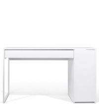 klassischer weißer Schreibtisch mit Lade und kleinem Schrank, matt weiß