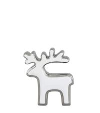 weihnachtlicher Deko-Aufsteller, Rentier aus Keramik, weiß & silber klein
