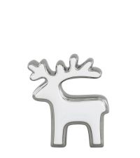 weihnachtlicher Deko-Aufsteller, Rentier aus Keramik, weiß & silber groß